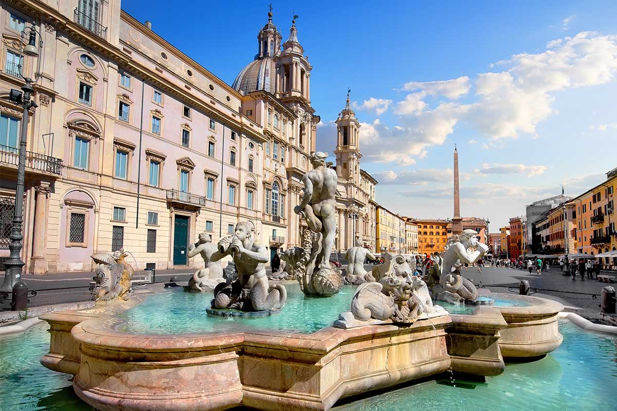 Piazza Navona s Fontánou štyroch riek