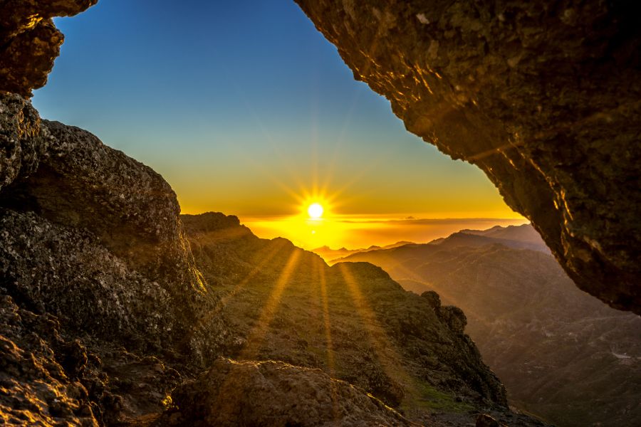 Skalný útvar Ventana del nublo v Risco Caído